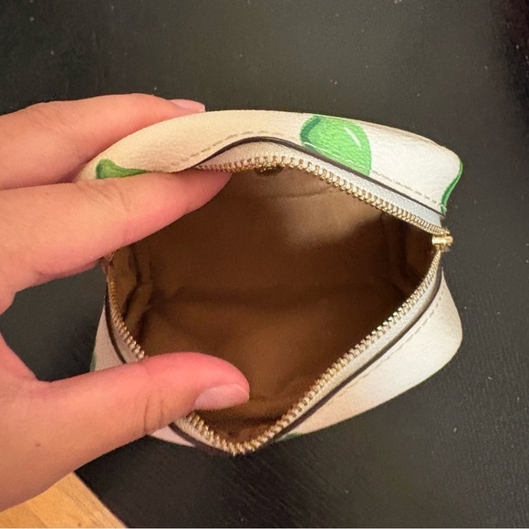 Coach White and Green Lime Print Mini Cosmetic Bag - Picture 6 of 6